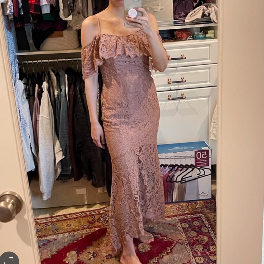 Azazie Lacy dress in dusty rose pink size A2 2